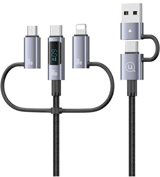 USAMS Kabelis 6in1 Fast charging 60W 1.2m Data Kabelis Digital dispay Aluminum Alloy Sufeng SJ71 Series