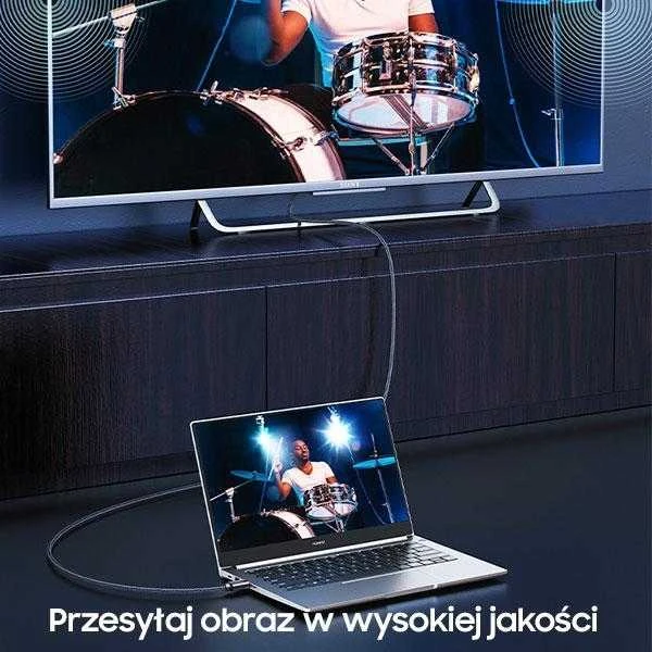 USAMS DisplayPort kabelis prijungtas prie nešiojamo kompiuterio
