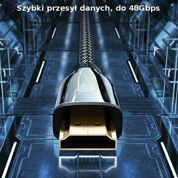 USAMS U67 HDMI-HDMI 8K Ultra HD kabelis 3m, juodas
