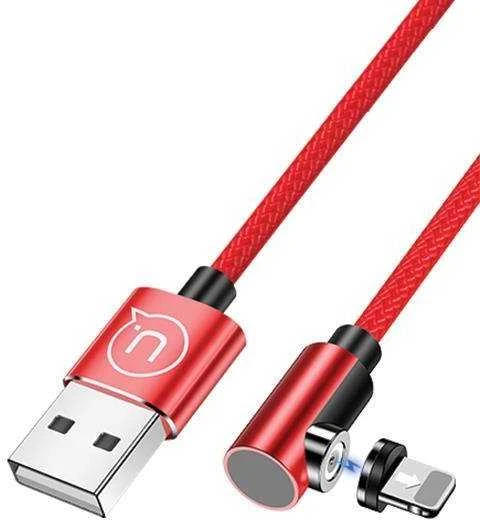 USAMS U54 magnetinis kampinis kabelis 1m, žaibo raudonas SJ444USB02 (US-SJ444)