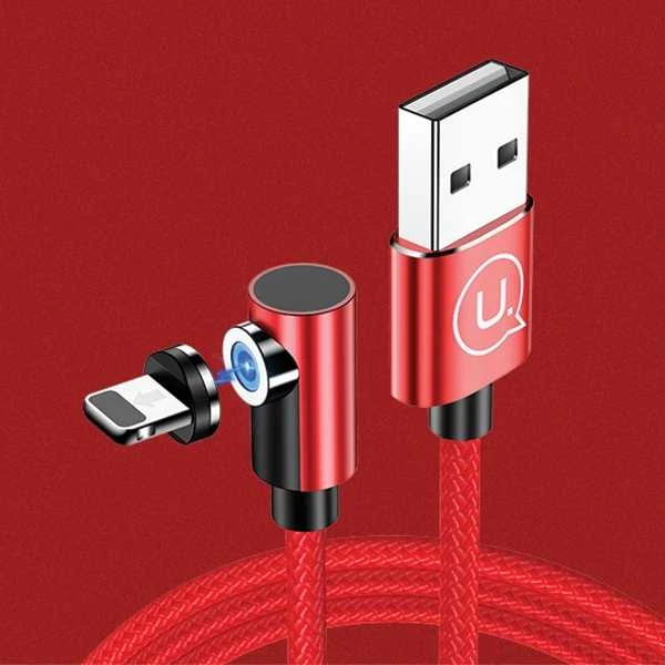 USAMS U54 magnetinis kampinis kabelis 1m, žaibo raudonas SJ444USB02 (US-SJ444)