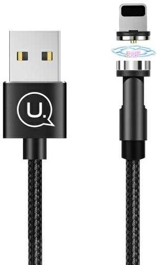 USAMS U59 Magnetic Lightning Kabelis 2.1A Fast Charge 1m Braided juodos spalvos SJ472USB01 (US-SJ472)
