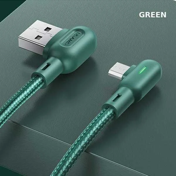USAMS U57 Angled Kabelis MicroUSB 1.2m 2A žalios spalvos SJ458USB02 (US-SJ458)