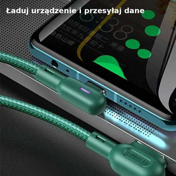 USAMS U57 Angled Kabelis MicroUSB 1.2m 2A žalios spalvos SJ458USB02 (US-SJ458)