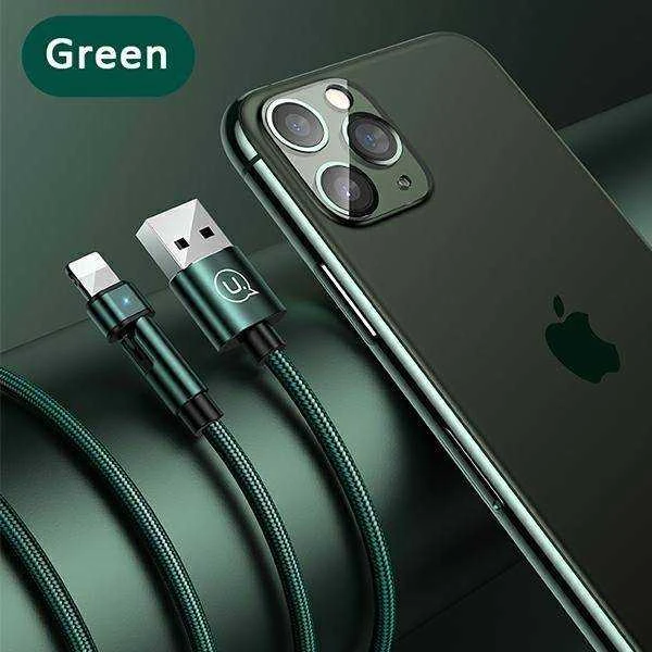 USAMS Braided Rotating Kabelis U60 2A Lightning žalias 1m SJ476USB02 (US-SJ476)