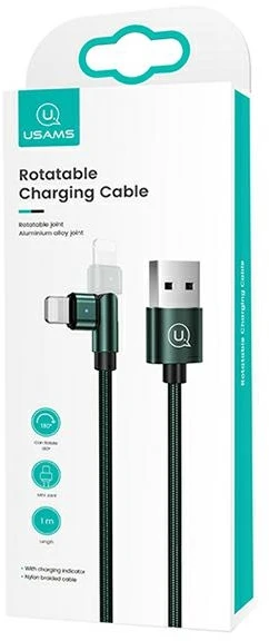 USAMS Braided Rotating Kabelis U60 2A Lightning žalias 1m SJ476USB02 (US-SJ476)