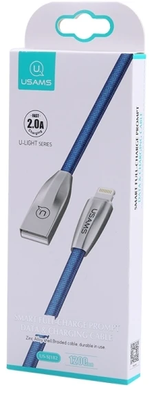 USAMS pintas U-Light Lightning kabelis mėlynas 1.2m IPZSUSB03 (US-SJ182)