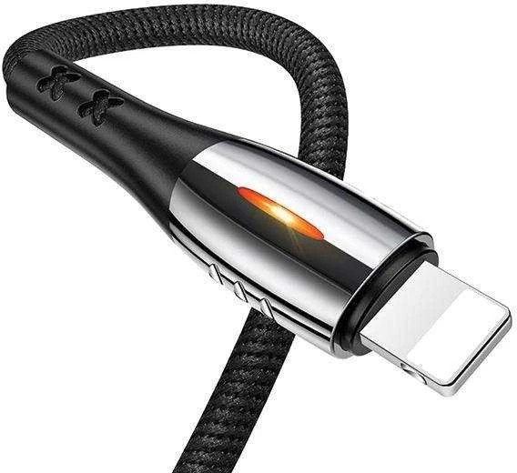 USAMS pintas U-Tone Lightning kabelis 1.2m su išjungimo funkcija 2A greito įkrovimo juodos spalvos SJ344USB01 (US-SJ344)