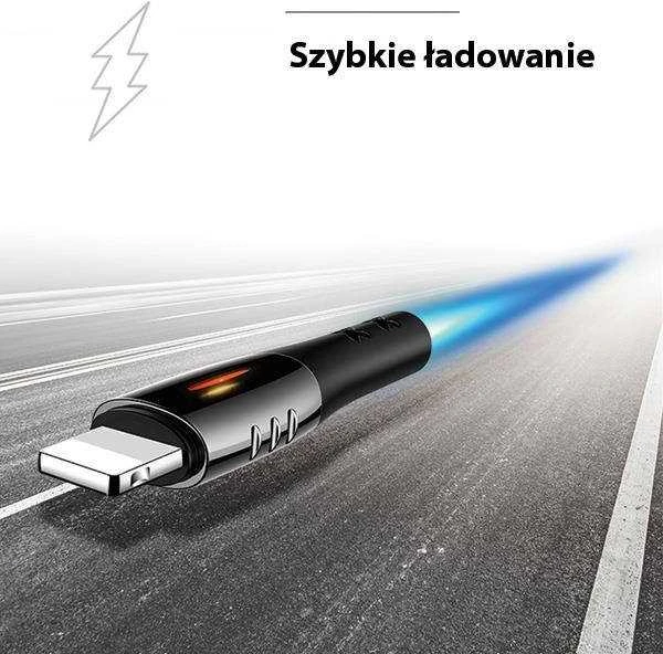 USAMS pintas U-Tone Lightning kabelis 1.2m su išjungimo funkcija 2A greito įkrovimo juodos spalvos SJ344USB01 (US-SJ344)