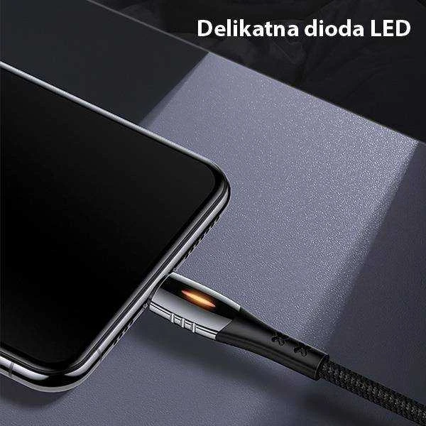USAMS pintas U-Tone Lightning kabelis 1.2m su išjungimo funkcija 2A greito įkrovimo juodos spalvos SJ344USB01 (US-SJ344)