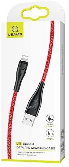 USAMS pintas U41 „Lightning“ laidas 1m 2A raudonas SJ391USB02 (US-SJ391) greito įkrovimo
