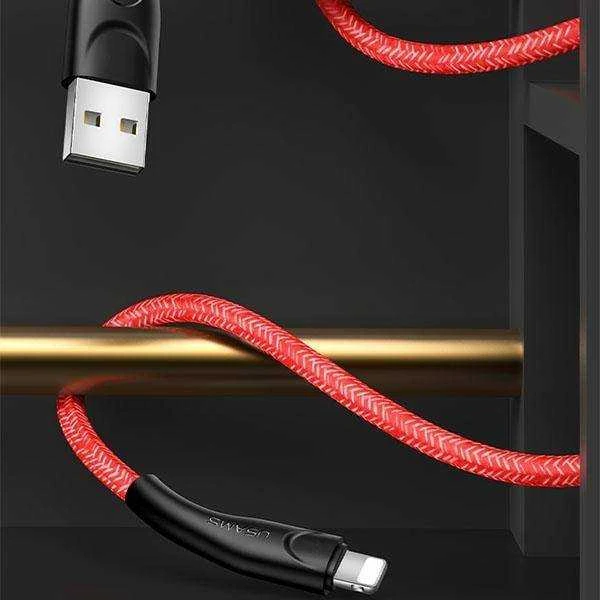 USAMS pintas U41 „Lightning“ laidas 1m 2A raudonas SJ391USB02 (US-SJ391) greito įkrovimo