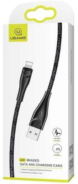 USAMS Braided U41 Lightning Kabelis 3m 2A juodos spalvos SJ397USB01 (US-SJ397) Fast Charge