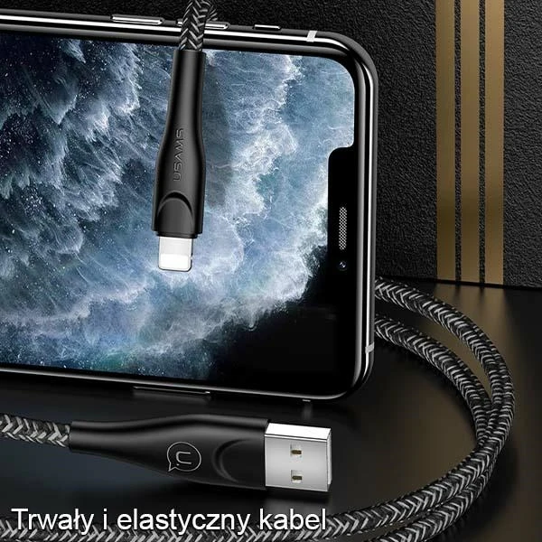 USAMS pintas kabelis U41 Lightning 3m 2A raudonas SJ397USB02 (US-SJ397) greito įkrovimo