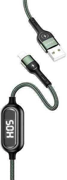USAMS pintas U48 Lightning kabelis 1.2m 2A greito įkrovimo su LED žalias SJ423USB02 (US-SJ423)