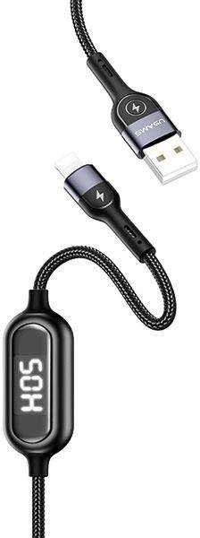 USAMS pintas U48 Lightning kabelis 1.2m 2A greito įkrovimo su LED juodos spalvos SJ423USB01 (US-SJ423)