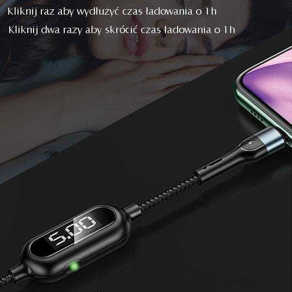 USAMS pintas U48 Lightning kabelis 1.2m 2A greito įkrovimo su LED juodos spalvos SJ423USB01 (US-SJ423)