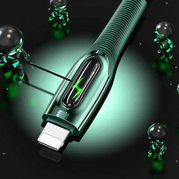 USAMS Braided USB-C į Lightning Smart Power-off 20W PD Kabelis 1.2m dark žalias SJ