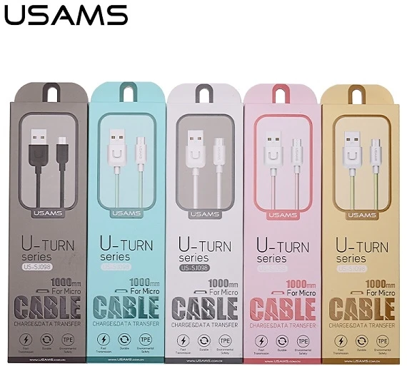 Štai vertimas: USAMS U-Turn microUSB kabelis 1 m baltos spalvos 2A MICUSBXD02 (US-SJ098)
