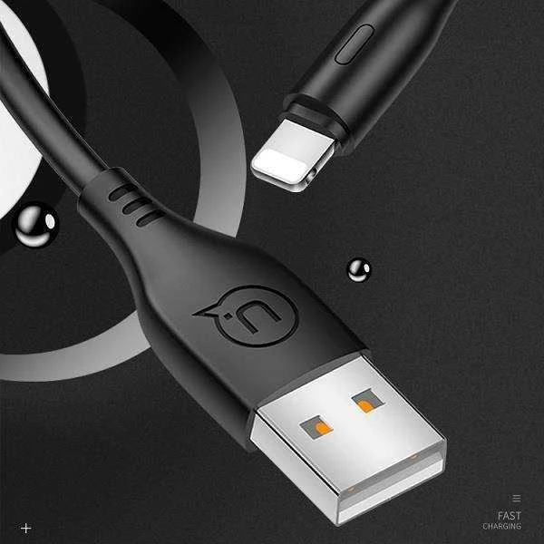USAMS U18 Lightning 2A Fast Charge Kabelis 1m juodos spalvos SJ266USB01 (US-SJ266)