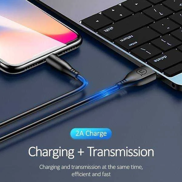 USAMS U18 Lightning 2A Fast Charge Kabelis 1m juodos spalvos SJ266USB01 (US-SJ266)