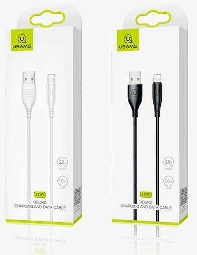 USAMS U18 Lightning 2A Fast Charge Kabelis 1m juodos spalvos SJ266USB01 (US-SJ266)