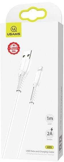 USAMS U35 Lightning kabelis 2A greito įkrovimo 1m baltas SJ364USB02 (US-SJ364)