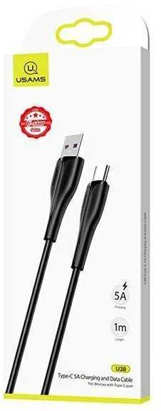 USAMS Kabelis U38 USB-C 5A Fast Charge for OPPO/HUAWEI 1m juodos spalvos SJ376USB01 (US-SJ376)