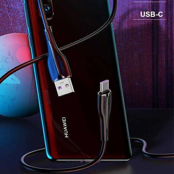 USAMS Kabelis U38 USB-C 5A Fast Charge for OPPO/HUAWEI 1m juodos spalvos SJ376USB01 (US-SJ376)