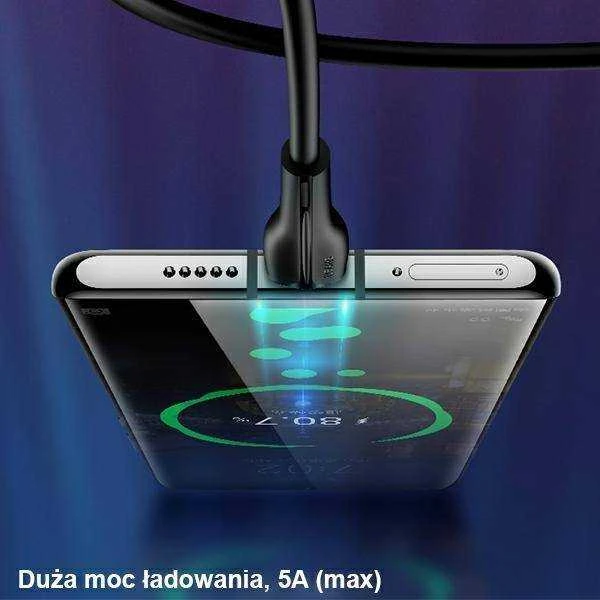 USAMS Kabelis U38 USB-C 5A Fast Charge for OPPO/HUAWEI 1m juodos spalvos SJ376USB01 (US-SJ376)