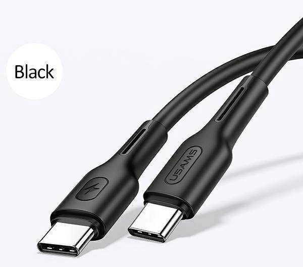 Usams U43 USB-C į USB-C greito įkrovimo laidas 100W, Juodas