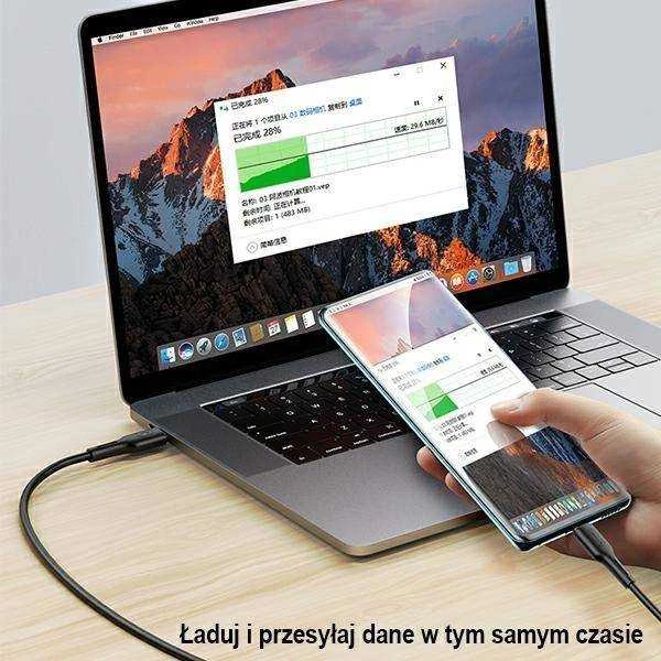 Usams U43 USB-C į USB-C greito įkrovimo laidas 100W, Juodas