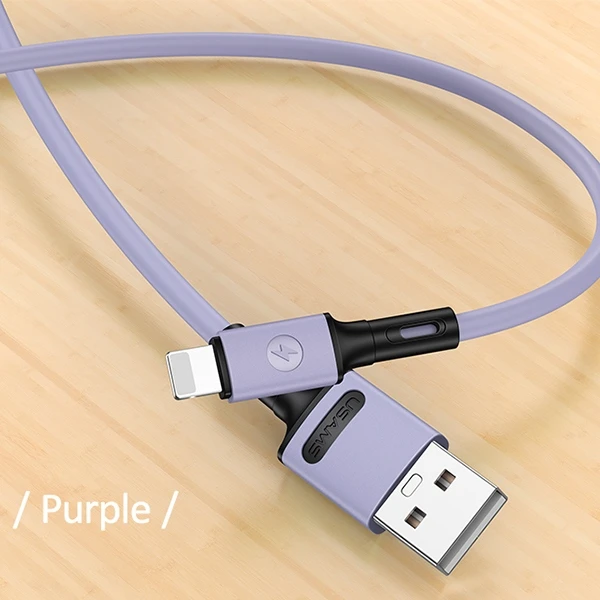 USAMS U52 Lightning 2A greito įkrovimo kabelis 1m violetinis SJ434USB04 (US-SJ434)