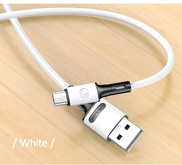 USAMS U52 microUSB 2A greito įkrovimo kabelis 1m baltos spalvos SJ435USB01 (US-SJ435)
