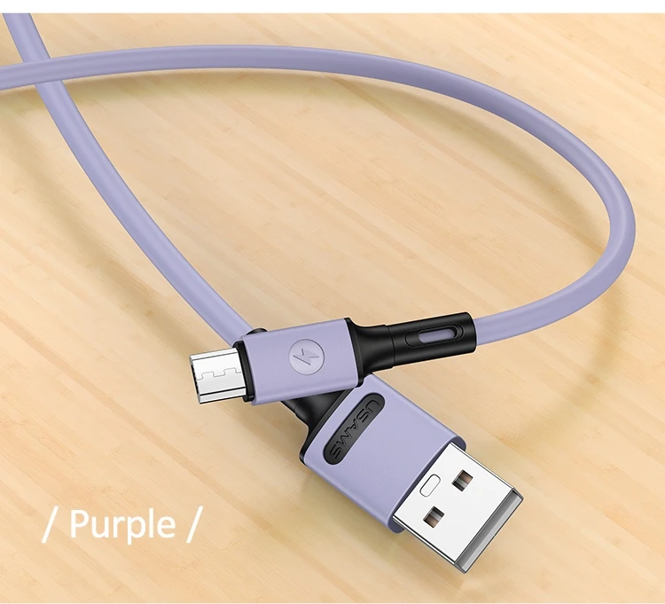 USAMS U52 microUSB 2A greito įkrovimo kabelis 1 m violetinės spalvos SJ435USB04 (US-SJ435)