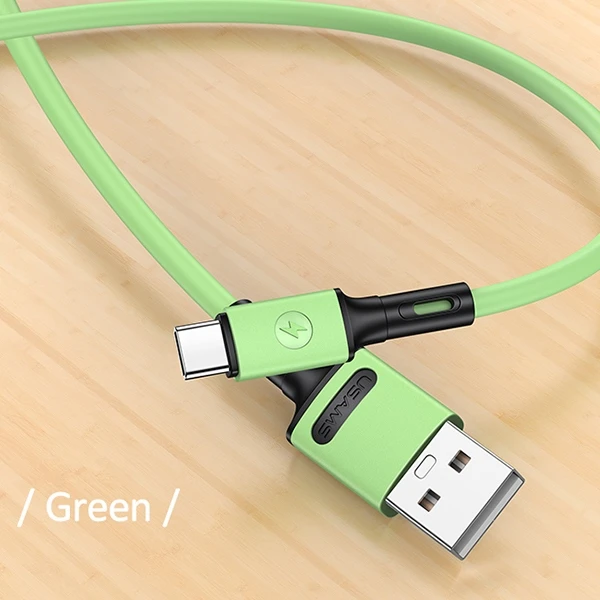 USAMS U52 USB-C 2A Fast Charge Kabelis 1m žalios spalvos SJ436USB02 (US-SJ436)