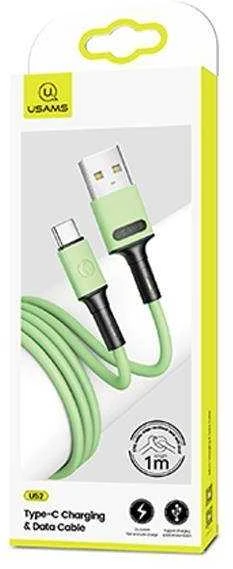 USAMS U52 USB-C 2A Fast Charge Kabelis 1m žalios spalvos SJ436USB02 (US-SJ436)