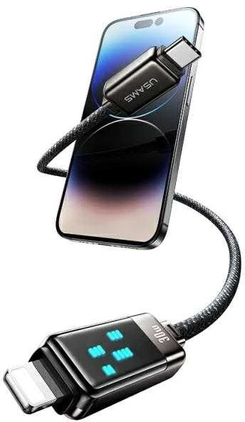 USAMS USB-C į Lightning kabelis 30W 1.2m cinko lydinio greito įkrovimo duomenų kabelis Meteor serijos SJ743USB0