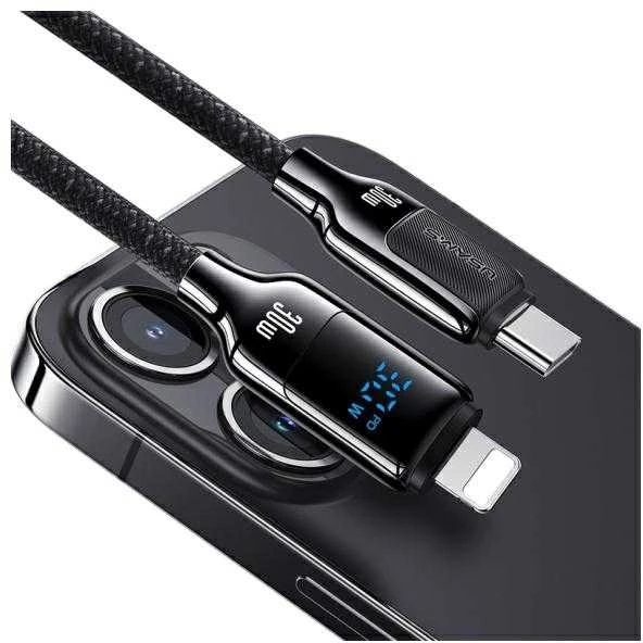 USAMS USB-C į Lightning Kabelis 30W 1.2m Digital Ekranas Zinc Alloy Fast Charging Data Kabelis HX Seri