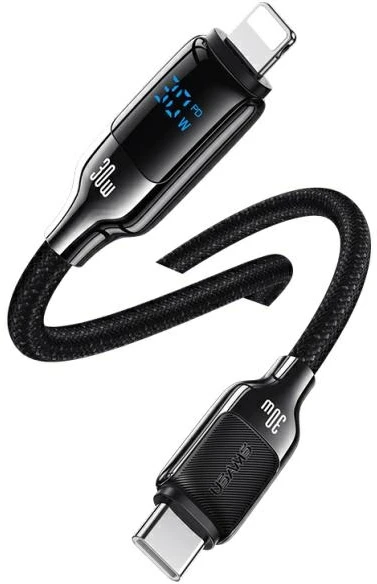 USAMS USB-C į Lightning Kabelis 30W 1.2m Digital Ekranas Zinc Alloy Fast Charging Data Kabelis HX Seri
