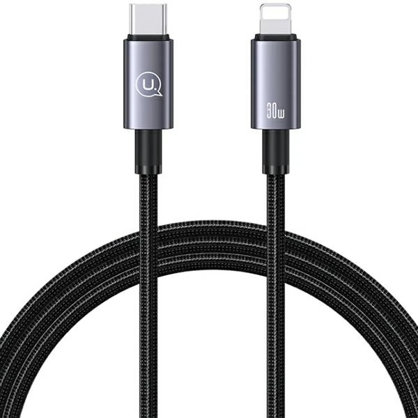 USAMS USB-C į Lightning kabelis 30W 1.2m greito įkrovimo plienas/tamsus SJ662USB01 (US-SJ662)