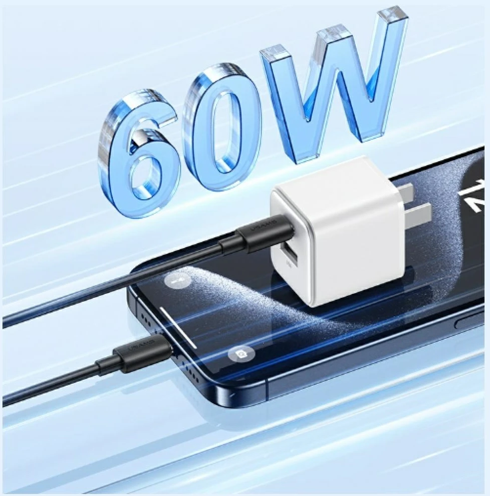 USAMS USB-C į USB-C Kabelis 60W 1mFast Charging YD Series juodos spalvos SJ711USB01(US-SJ711)