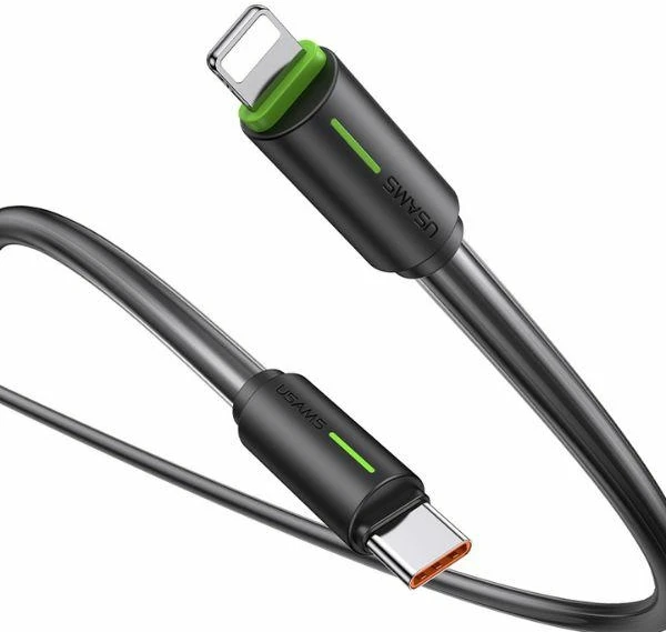 USAMS USB-C/Lightning Kabelis 1m SJ73530W juodos spalvos YU Series SJ735USB01 (US-SJ735)