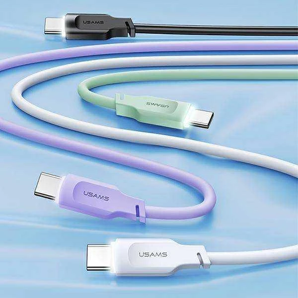 USAMS kabelis USB-C 6A 1.2m Port Ekranas Fast Charging Lithe Series violetinės spalvos SJ568USB03 (US-SJ568)