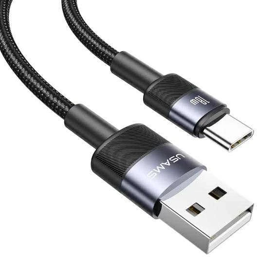 USAMS Kabelis USB į USB-C 3A 1.2m greito įkrovimo plienas/tamsus SJ718USBSG01 (US-SJ718)