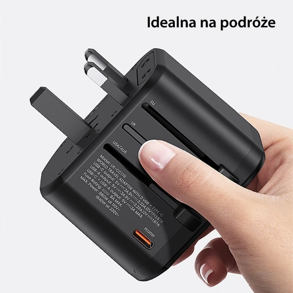 USAMS Adapteris network 2xUSB+1xUSB-C T59 20W4in1 US/AU/EU/UK juodas/juodas CC179TC01 (US-CC179) Univers