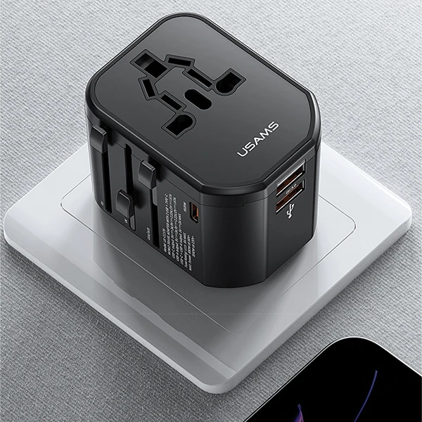 USAMS Adapteris network 2xUSB+1xUSB-C T59 20W4in1 US/AU/EU/UK juodas/juodas CC179TC01 (US-CC179) Univers