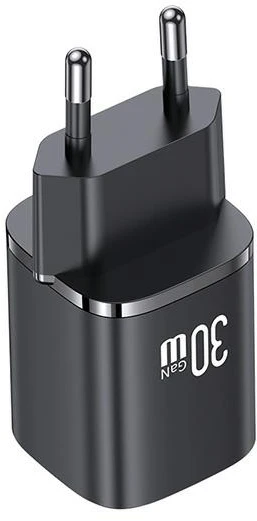 USAMS Laidinis įkroviklis CC254 30W GaNUSB-C/USB-A Fast Charging HC Series juodos spalvos CC254TC01