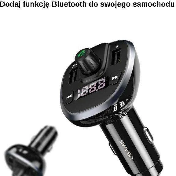 USAMS laisvų rankų įranga C21 su FM siųstuvu, Bluetooth 5.0, MP3, 2xUSB 3.4A juodos spalvos CC115GC