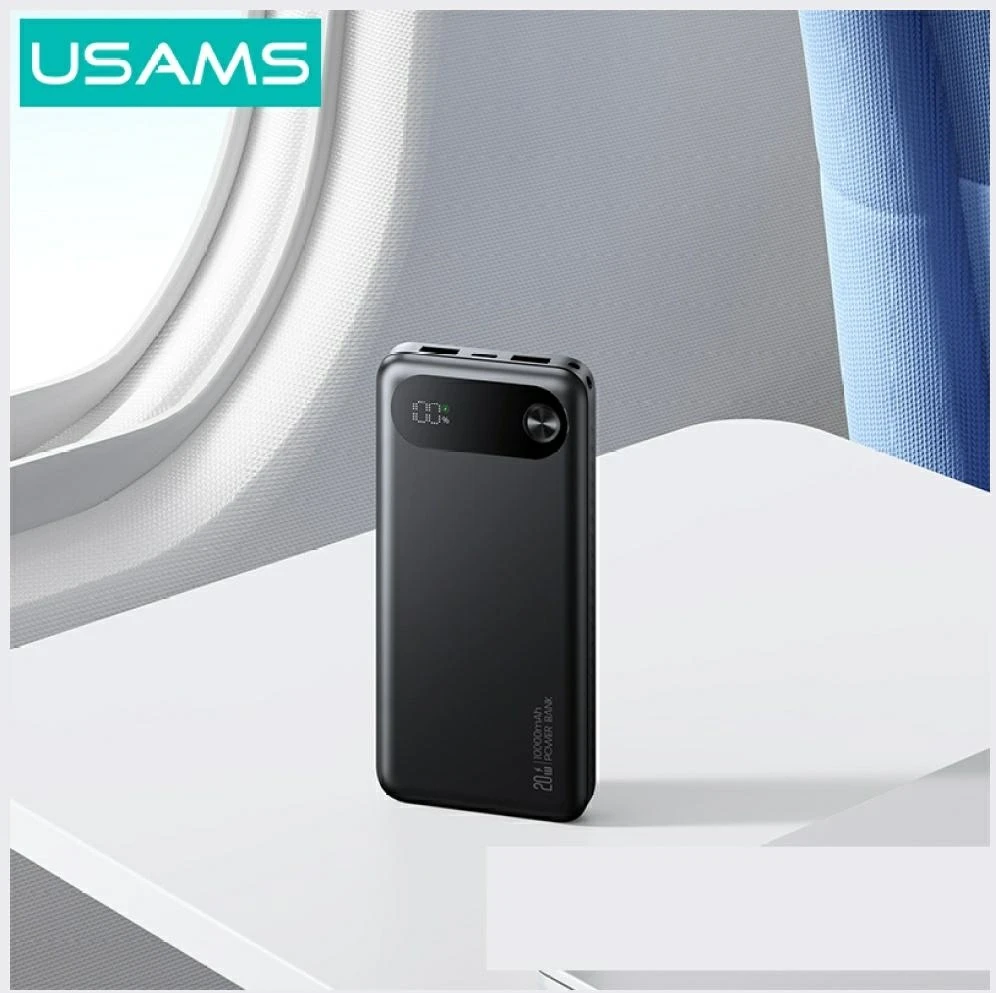 USAMS PB80 Power Bank PD20W 10000mAh baltas